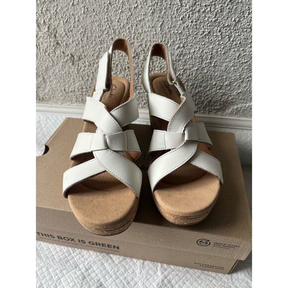 Clarks Women White Giselle Beach Wedge Sandal, Size 11 - Picture 6 of 11